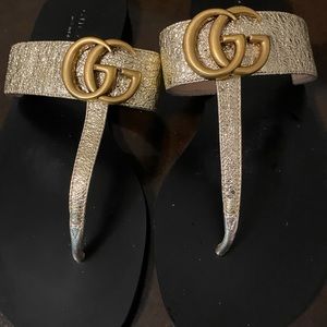 Gucci size 6 marmont flip flops